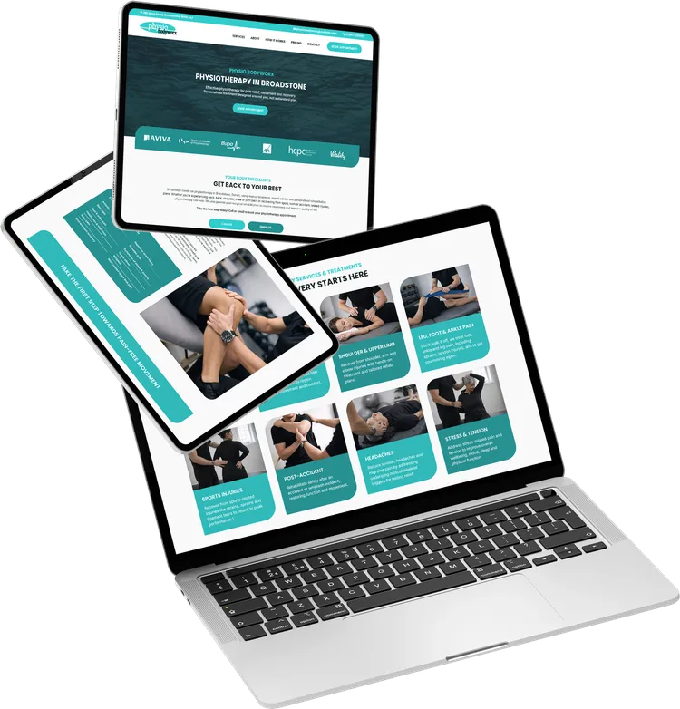 Physio Bodyworx - Website on laptop, mobile and tablet
