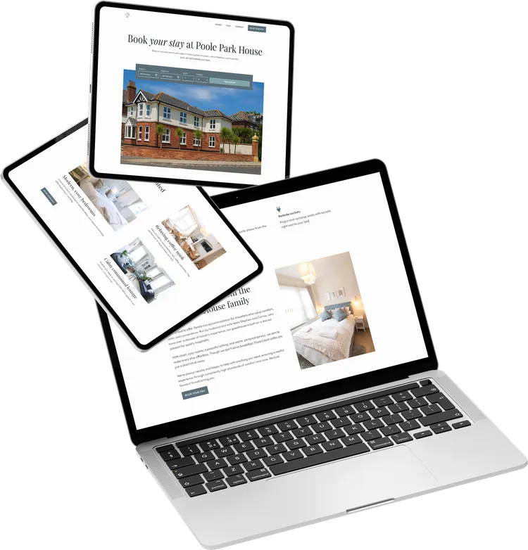 Poole Park House - Website on laptop, mobile and tablet