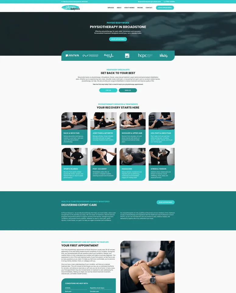 Physio Bodyworx website screenshot