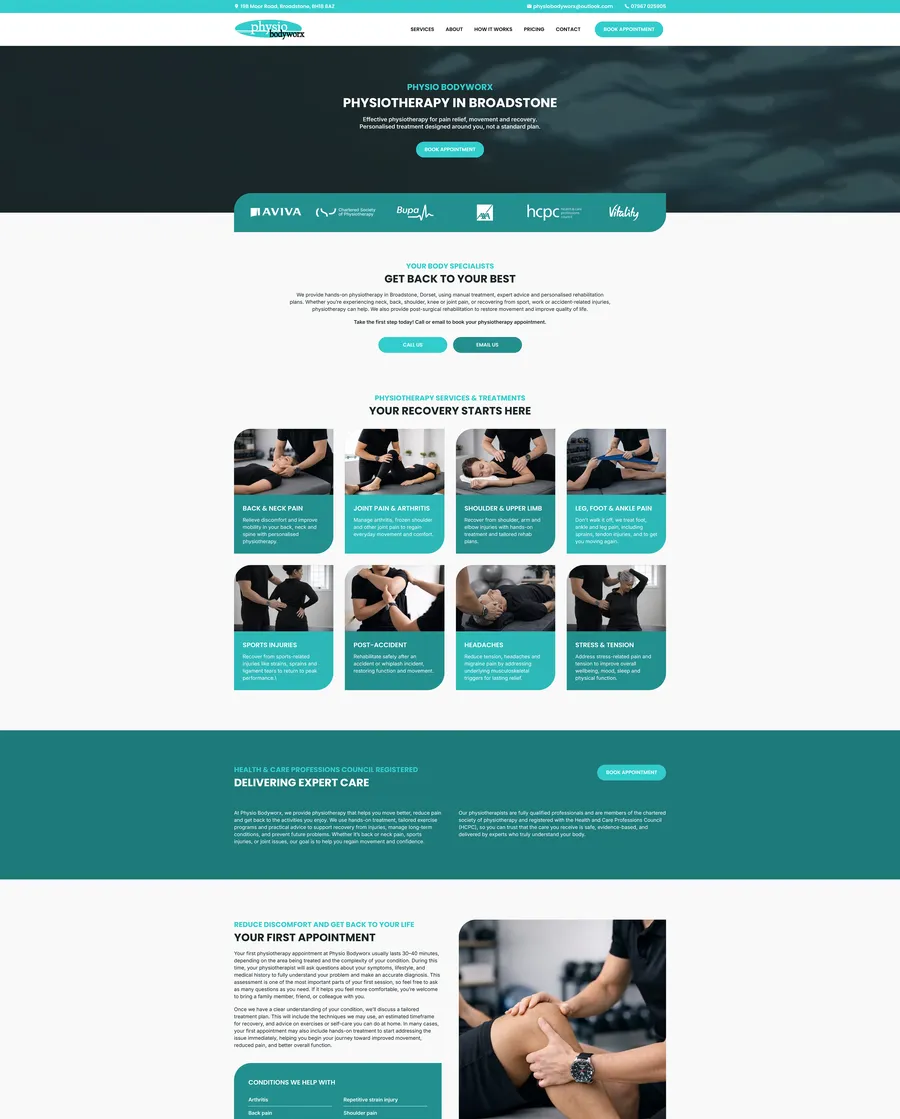 Physio Bodyworx - Website screenshot