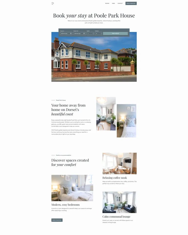 Poole Park House website screenshot